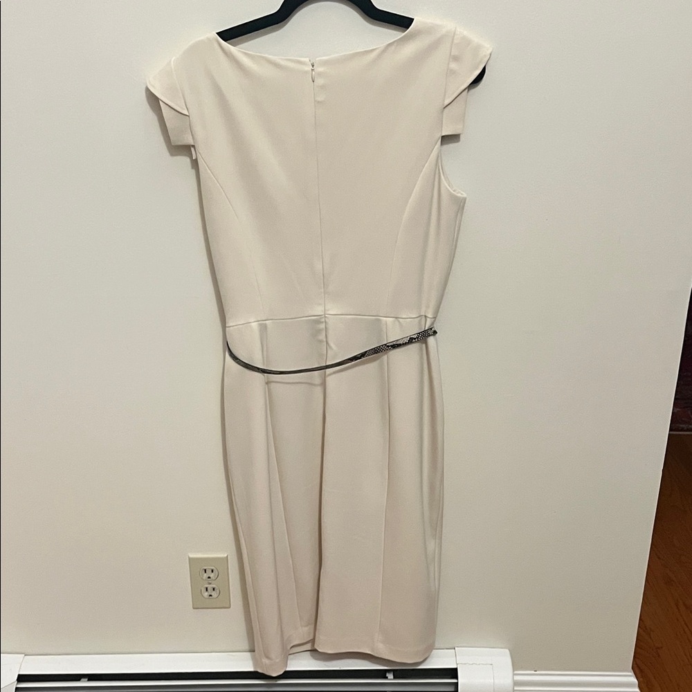 Adrianna Papell Cream Midi Dress with Silver Belt - Picture 7 of 7